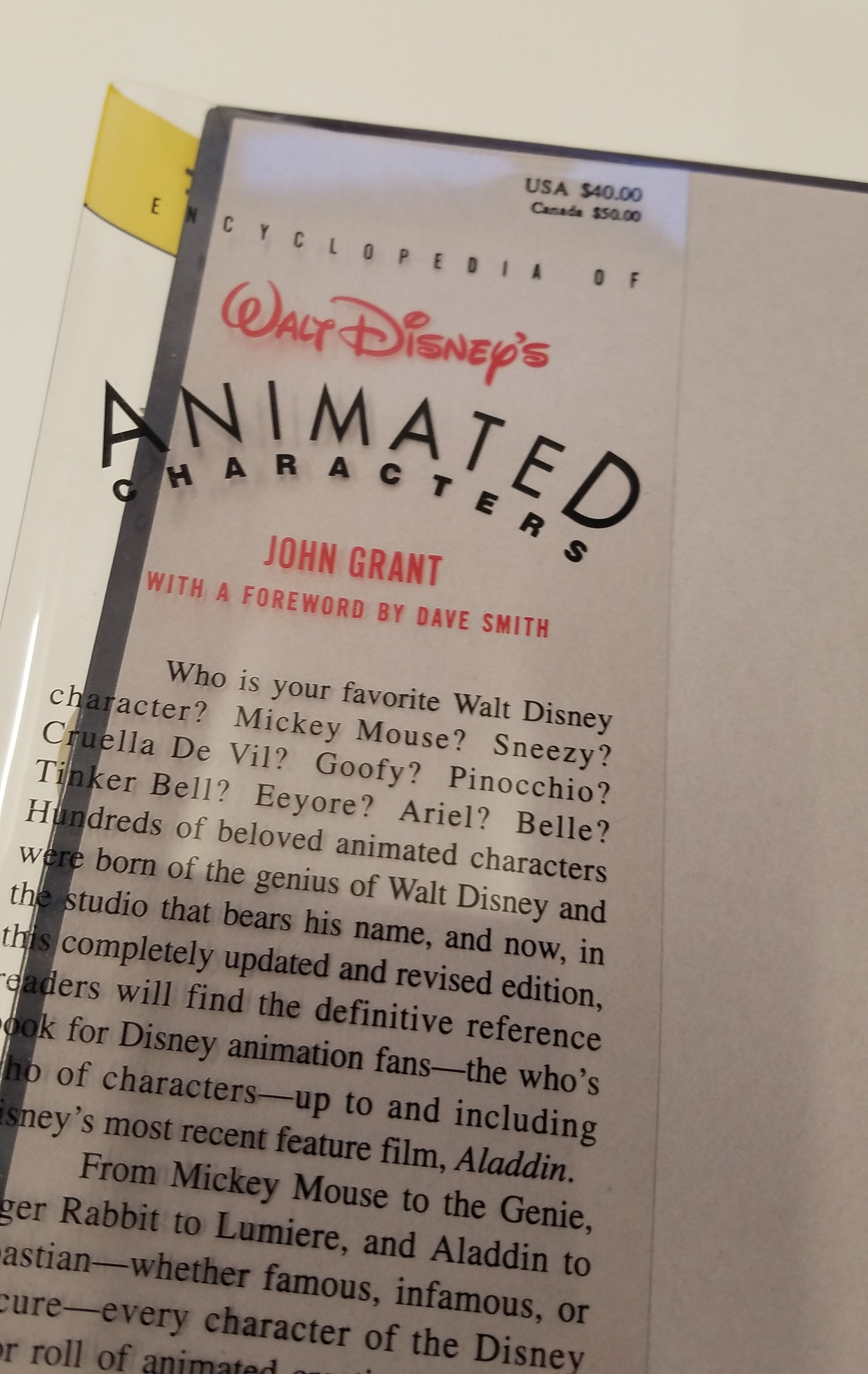 Vintage Walt Disney's Encyclopedia of Animated Characters Book by