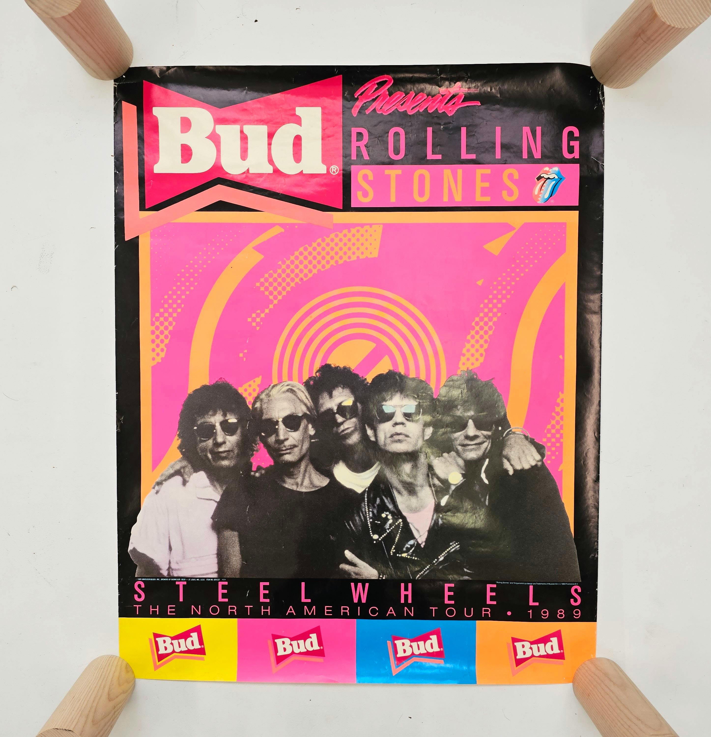 Vintage 1989 Rolling Stones Steel Wheels Budweiser Concert Poster