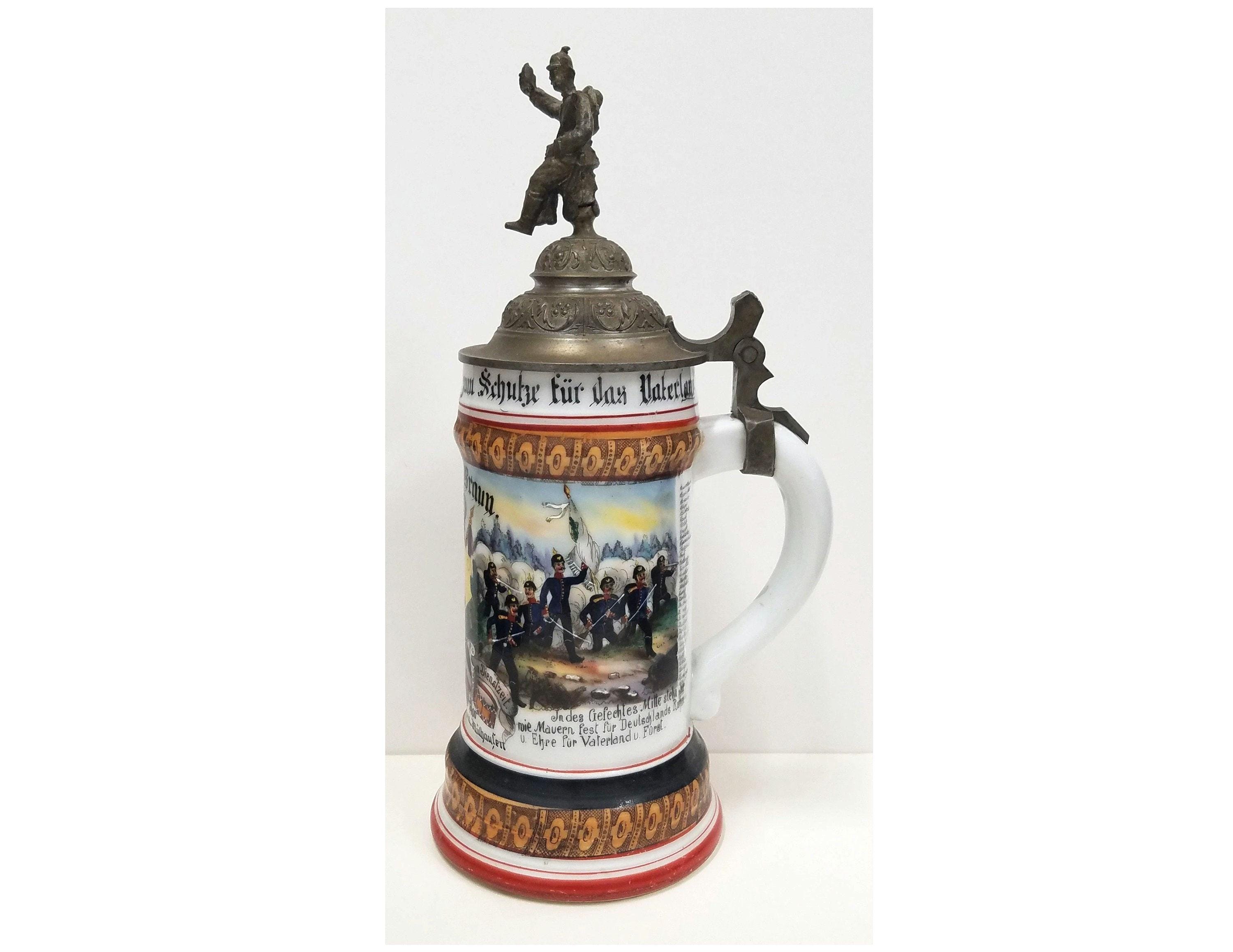 Antique 1900 German 112th Infantry Regimental Beer Stein Porcelain
