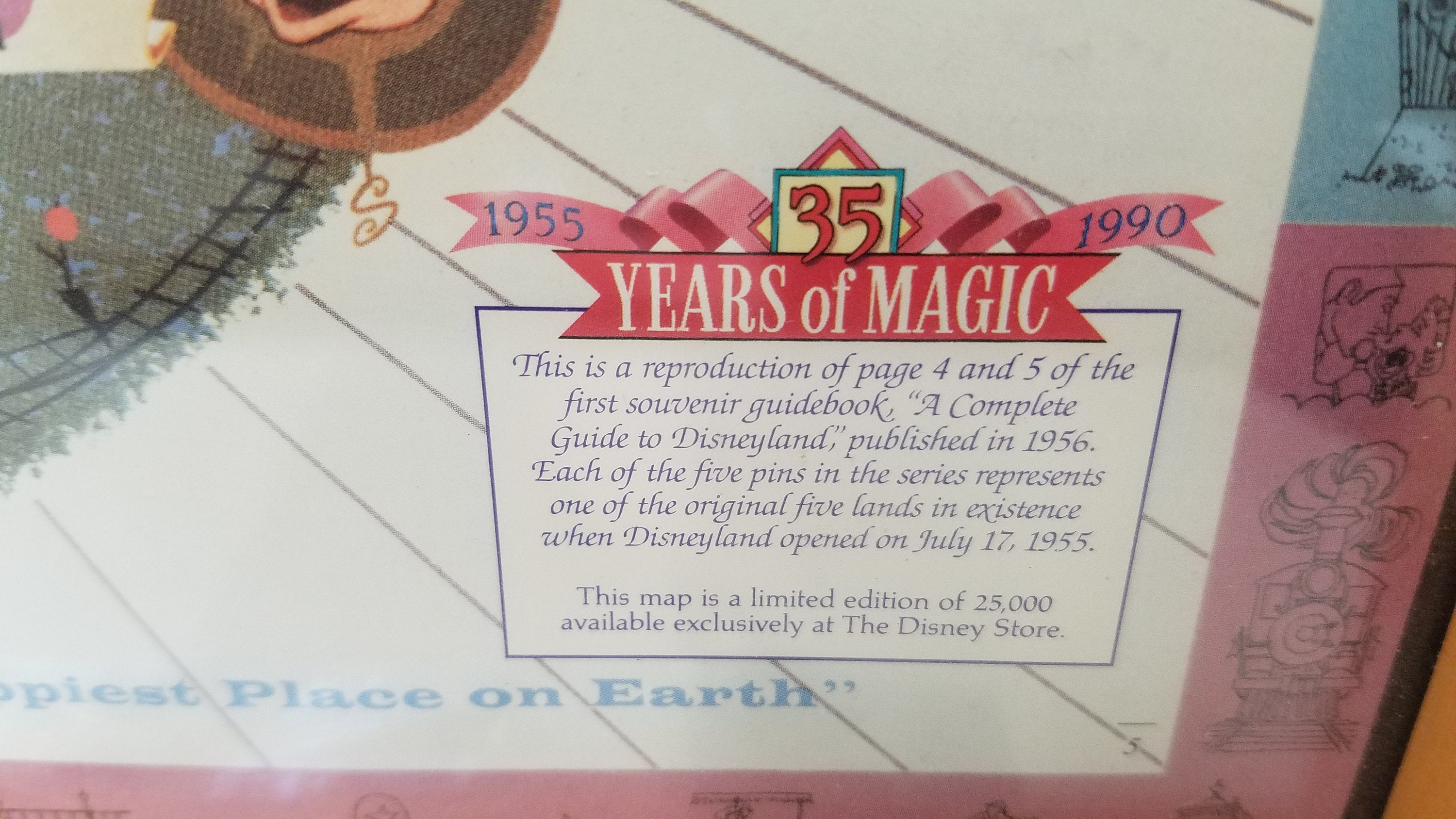 Vintage 1990 Limited Edition 1956 Disneyland Map With Pinbacks of 
