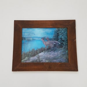 Vintage 1960s Lenticular Landscape of Deer Overlooking a Lake