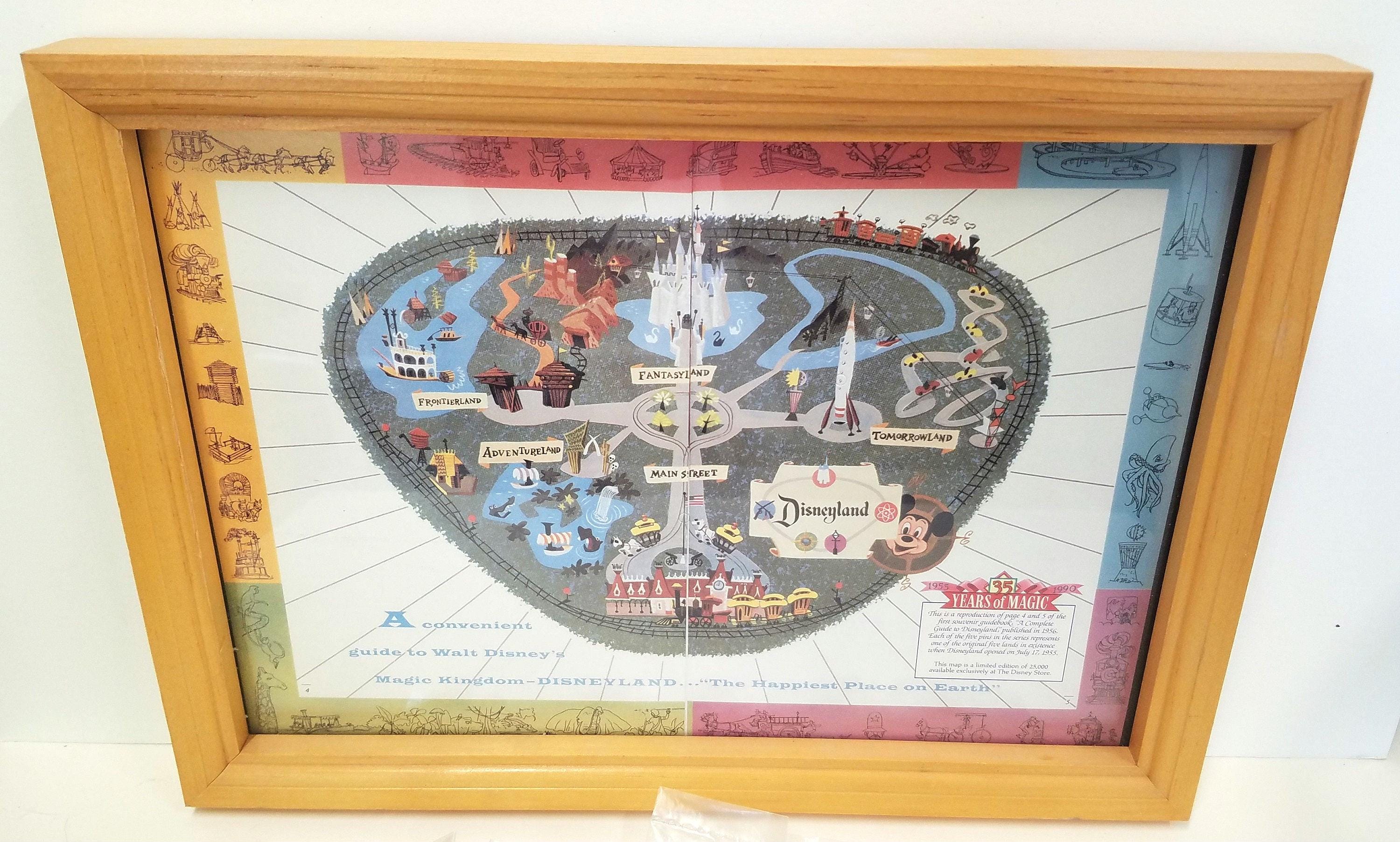 Vintage 1990 Limited Edition 1956 Disneyland Map With Pinbacks of
