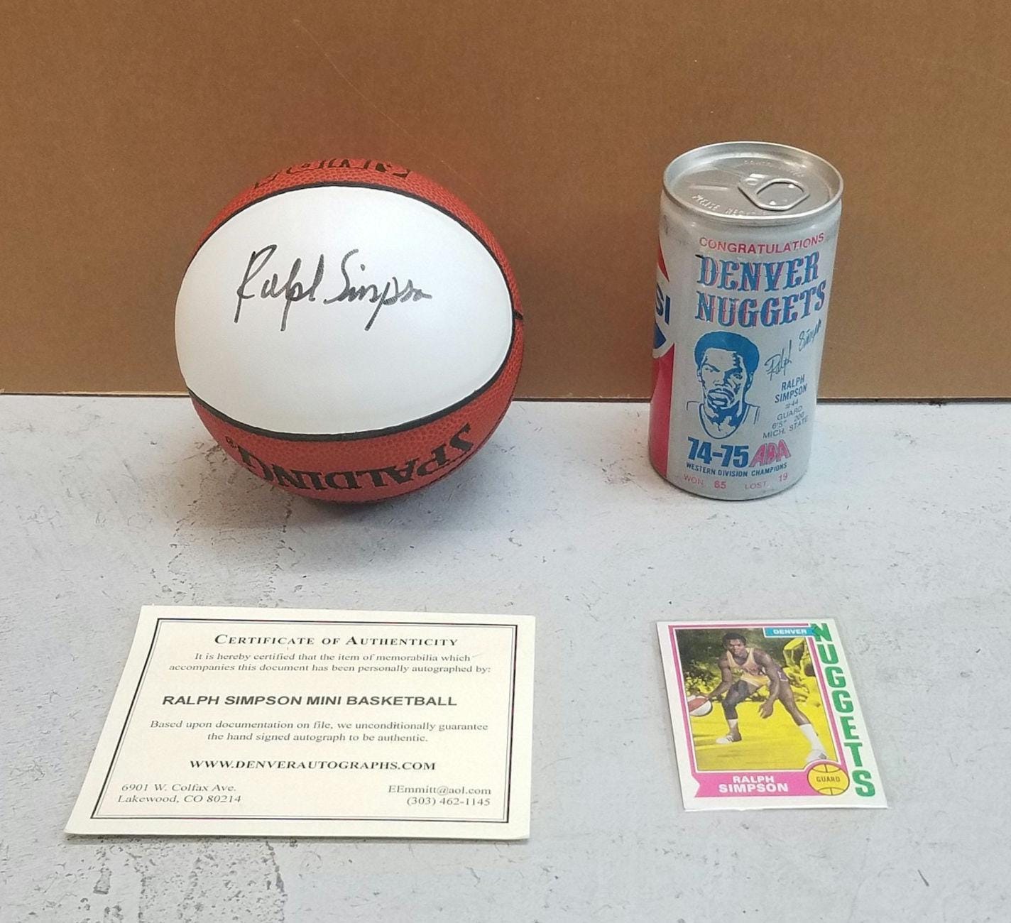 Autographed Ralph Simpson Mini Basketball Denver Rockets Denver Nuggets ABA NBA