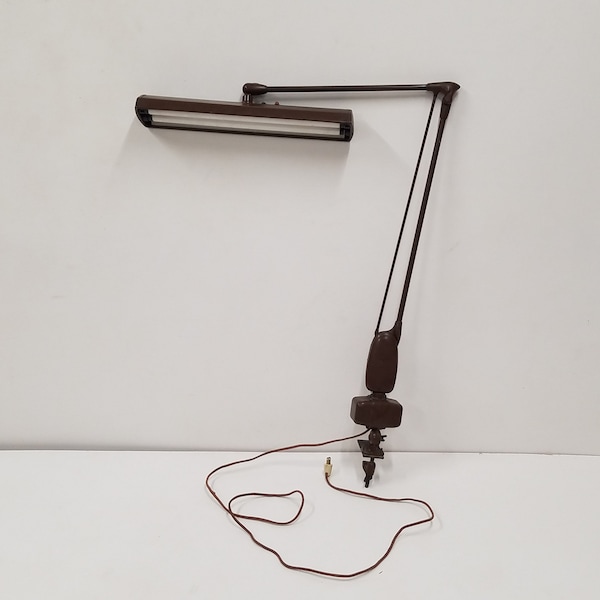 Vintage Mid-Century Dazor Floating Fixture Desk Lamp Drafting Table Light Architectural Light Articulating Drafting Lamp