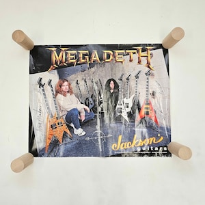 Vintage Hand Signed Megadeth Poster for Jackson Guitars 1998 - Dave Mustaine, Marty Friedman, Jimmy DeGrasso, David Ellefson