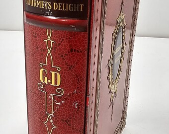 Vintage Gourmets Delight Tin Book Container Victoria Biscuit Co