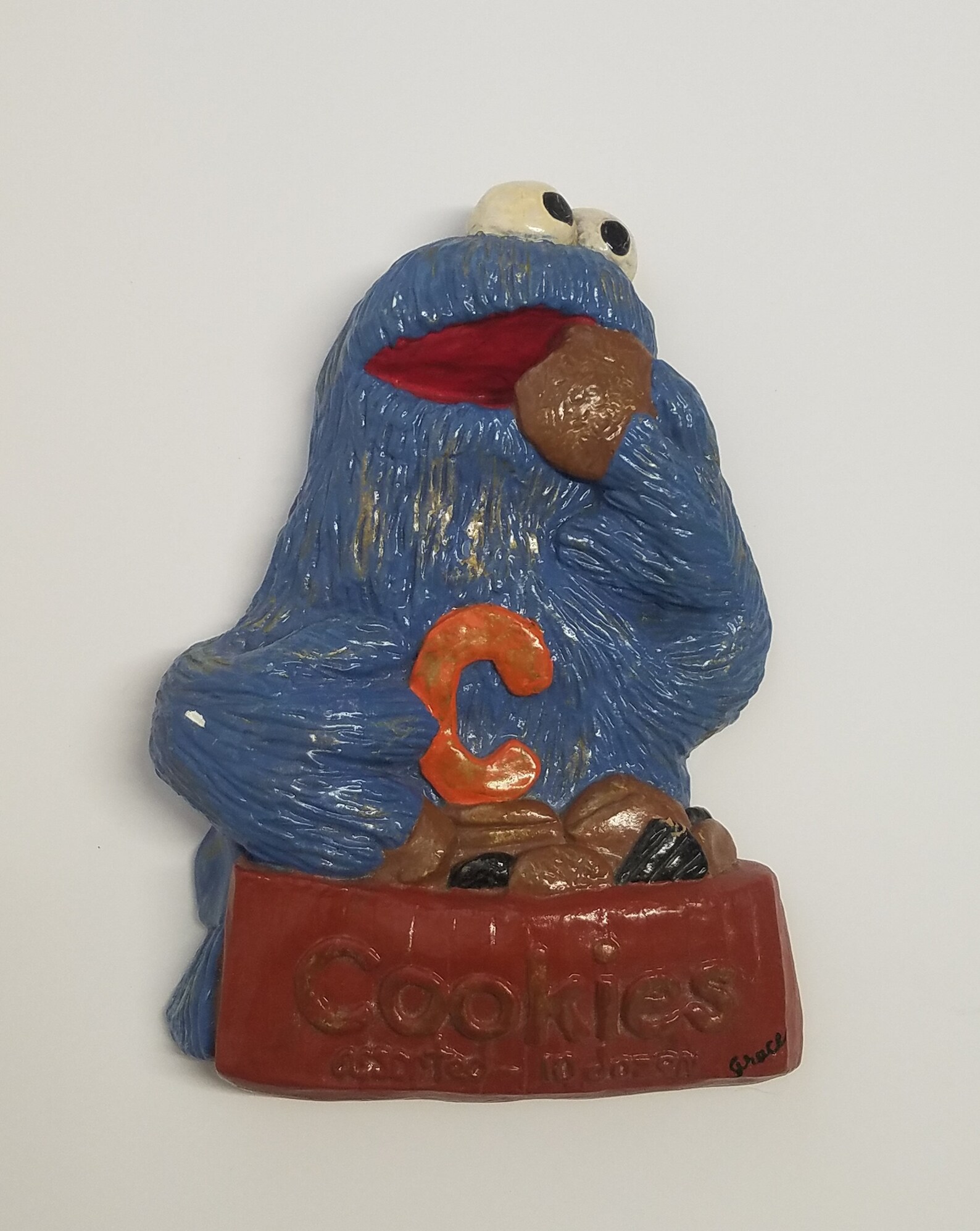 Vintage 3D Cookie Monster Wall Sculpture Sesame Street Jim Henson