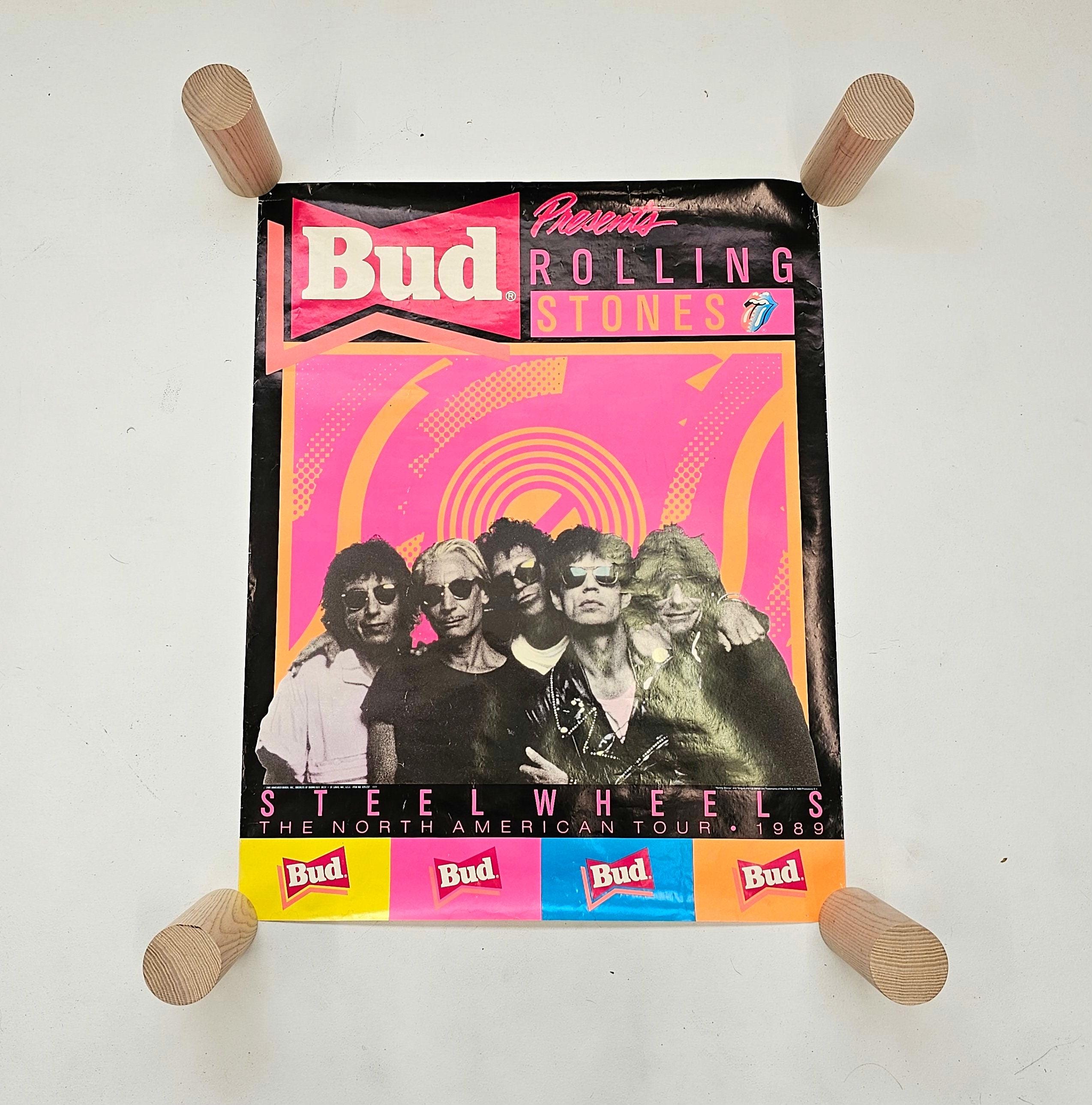 Vintage 1989 Rolling Stones Steel Wheels Budweiser Concert Poster