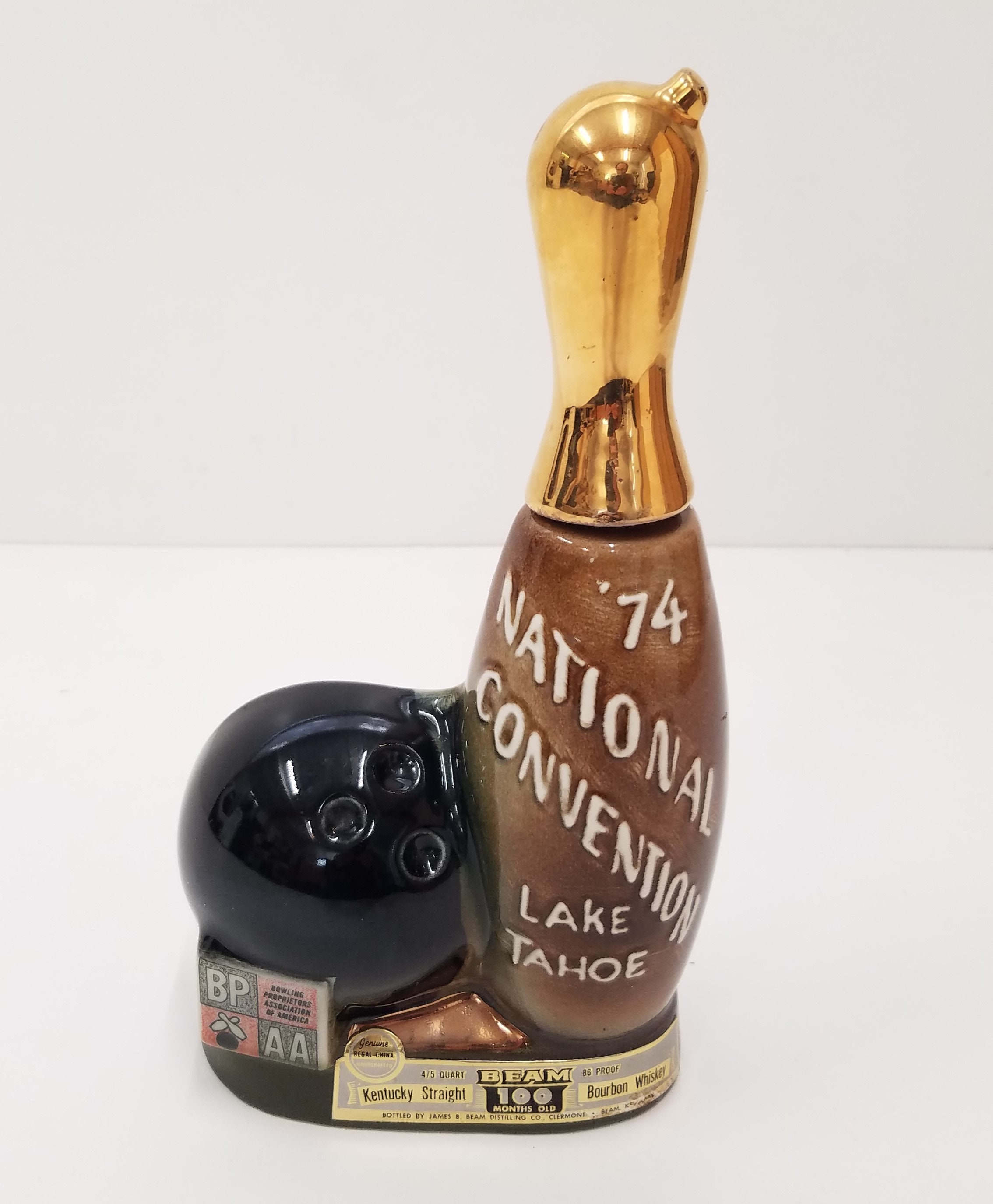 Vintage Jim Beam Bowling Bottle, 1974 Lake Tahoe BPAA National
