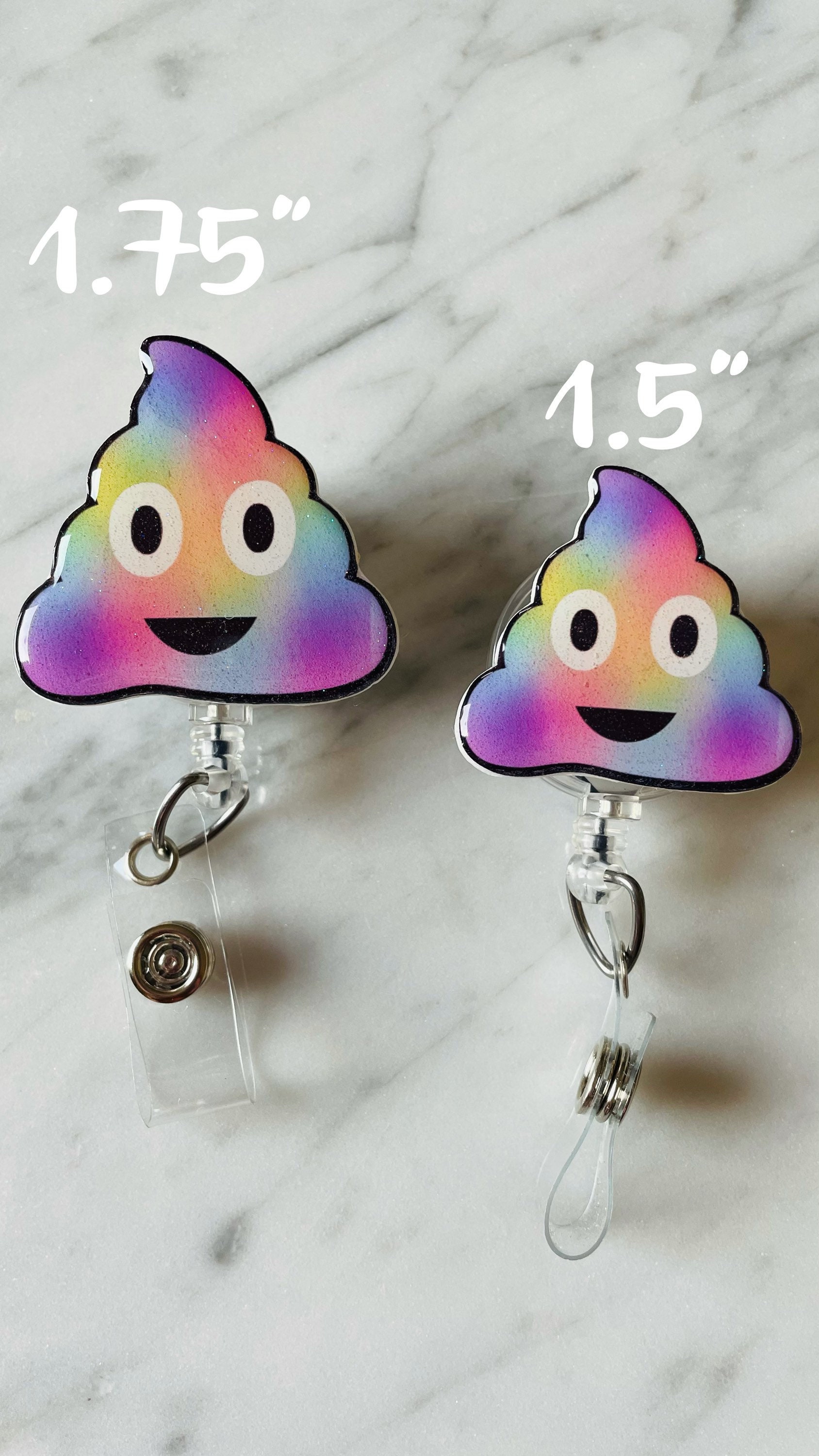 Glitter Rainbow Poop Emoji ID Badge Reel Etsy