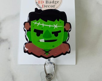 Frankenstein ID Badge Reel.  Halloween Monster ID Reel