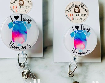 Tiny Human ID Badge Reel/ Tie dye Onesies Badge Reel
