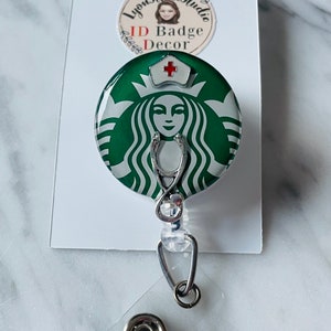 Coffee Nurse ID Badge Reel. Coffee Mermaid Nurse ID Badge Holder
