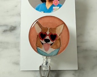 Corgi ID Badge Reel Cover, Sunglasses Scarf Design