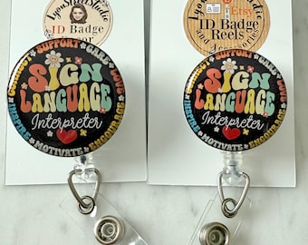 Sign Language Interpreter ID Badge Reel: Handmade ASL Design