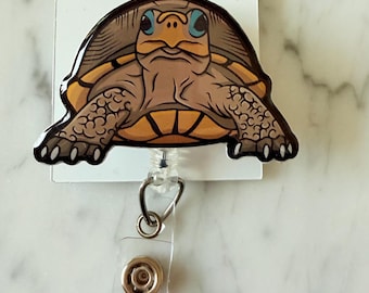 Galapagos Tortoise ID Badge Reel: Decorative Badge Holder