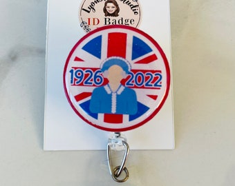 Queen Elizabeth ID Badge Reel. Queen Badge Reel. Tribute to Queen Elizabeth Pin