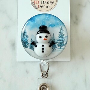 Snowman Snow Globe ID Badge Reel. Snowman ID Badge Reel