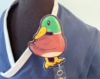 Mallard Duck Badge Reel Cover, Glossy Resin ID Holder