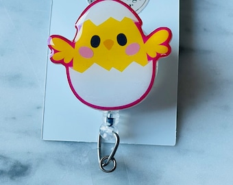 Spring Chick ID Badge Reel.  Easter Chick ID Badge Reel. Chick and Egg Badge Reel