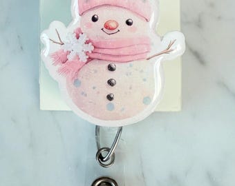 Glitter Snowman ID Badge Reel: Winter Scarf Design