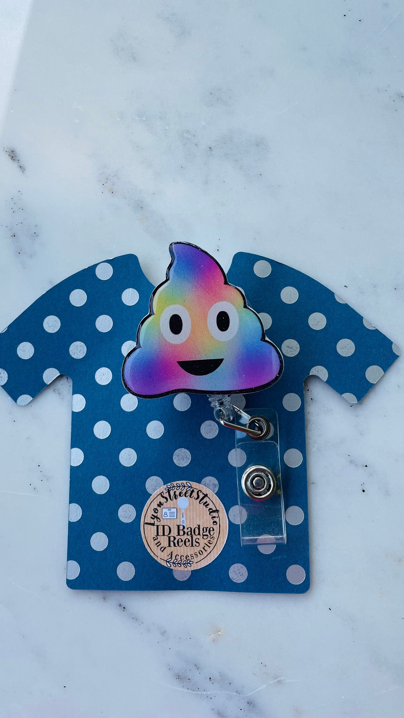 Glitter Rainbow Poop Emoji ID Badge Reel Etsy