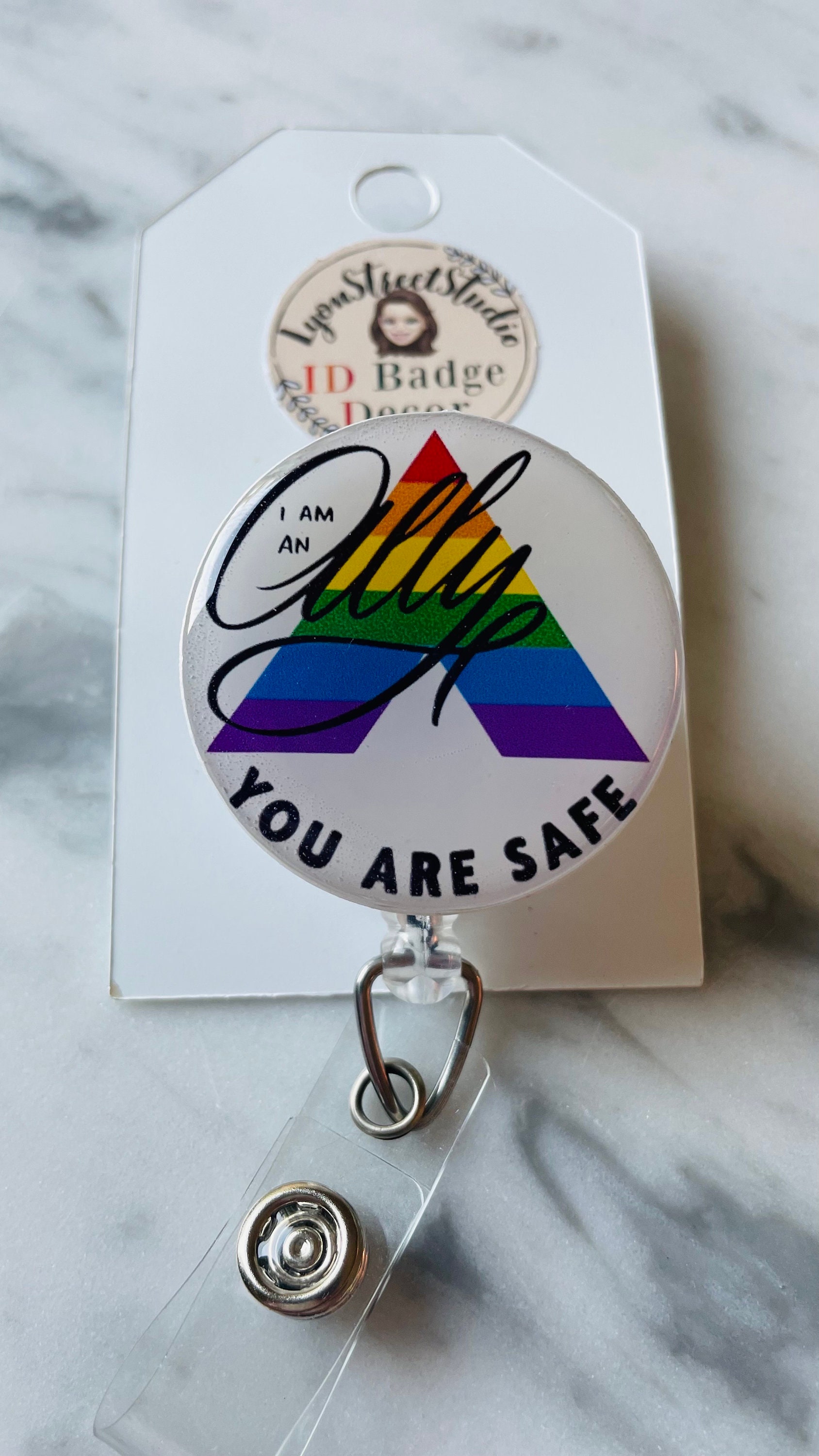 Ally ID Badge Reel. LGBTQ Ally ID Reel. You are Safe Badge Reel