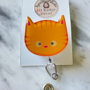 Orange Cat ID Badge Reel. Cute Kitty Retractable ID Reel. Orange Tabby Cat ID Reel