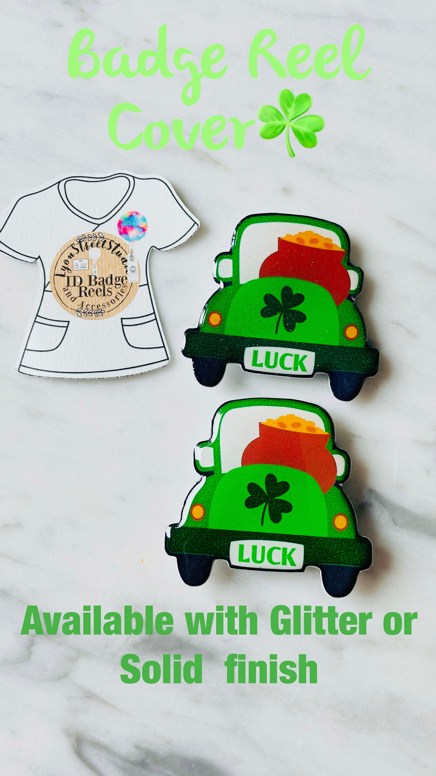 Shamrock Truck ID Badge Reel. Luck Truck Badge Reel. St. Patrick's Day ID  Reel