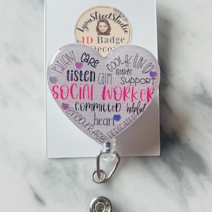 Roze Maatschappelijk Werker ID Badge Reel. Maatschappelijk werker hart ID Reel