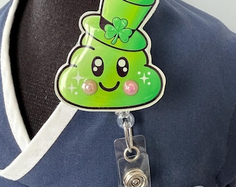 Shamrock Poop Emoji ID Reel. St. Patrick’s Day Badge Reel
