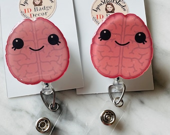 Brain ID Reel. Kawaii Brain Badge Reel.  Neurology Badge Reel