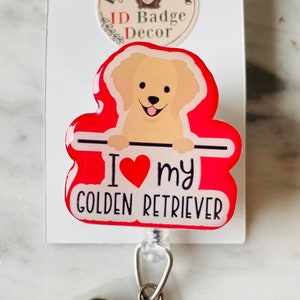 Golden Retriever ID Badge Reel: Dog Lover Work Accessory