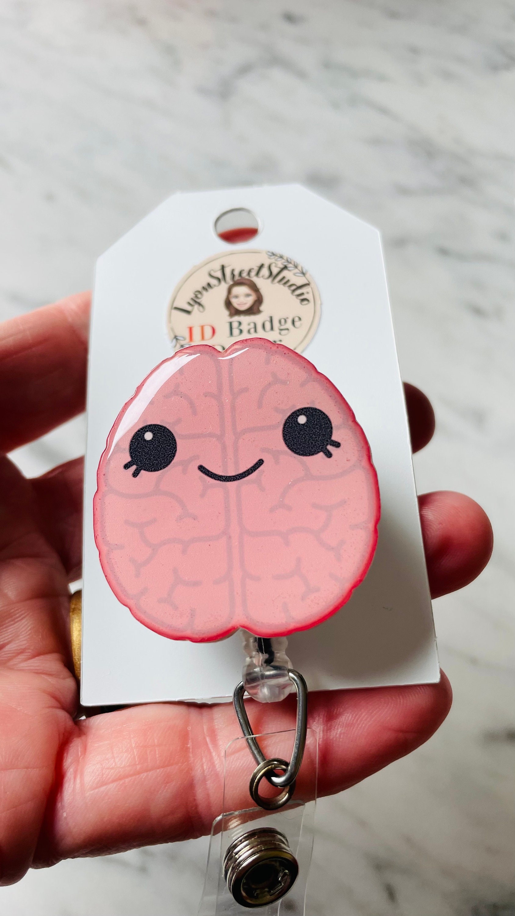 Brain ID Reel. Kawaii Brain Badge Reel. Neurology Badge Reel