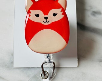 Fox ID Badge Reel. Cute Fox Badge Reel. Kawaii Fox ID Reel