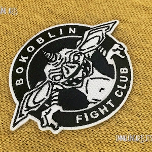 FIGHT CLUB Patch | Nerd Monster Video Game Punk | Black and White Embroidered Iron On Switch