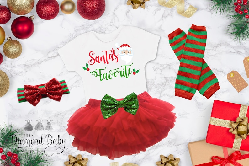 Baby Christmas Onesie Santas Favorite outfit-First Christmas Outfit-Babys First Christmas Outfit-Holiday Outfit-Baby Christmas Outfit