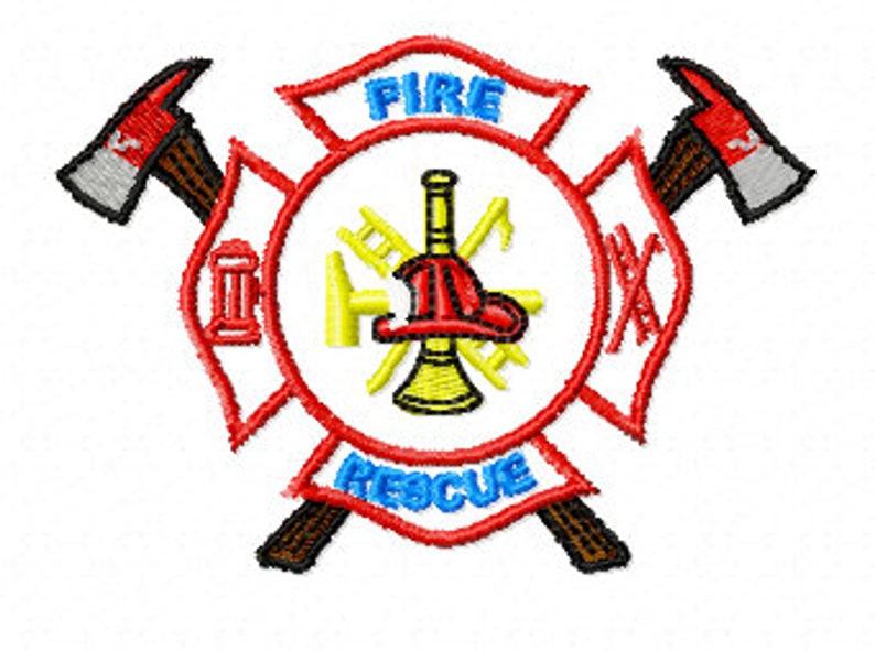 INSTANT DOWNLOAD Fire Department Maltese Cross Fire Rescue Embroidery