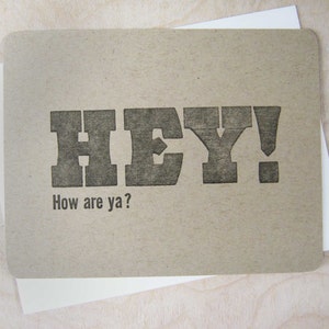 VENDITA! Set di cartoline tipografiche / "Hey! Come stai?" / Confezione da 3