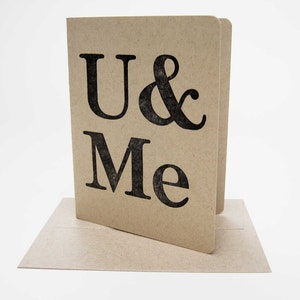 VENDITA! Set di cartoline tipografiche / "U & Me" / Confezione da 3