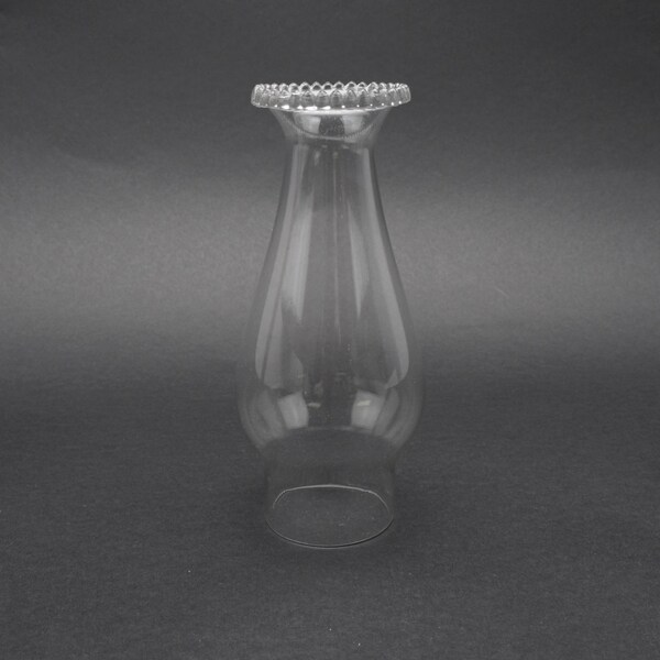 Cheminée antique en verre lampe pour petite lampe au kérosène, Blown Glass 2" monteur Base ouragan cheminée perlée Edge, 6 1/2 po haut #2 taille
