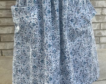 Pioneer, trek, theatre, plays, colonial, prairie, historical events, reenactments. blue skirt with blue & white apron set.