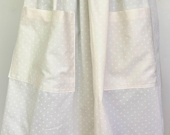 Pioneer, trek, theatre, plays, colonial, prairie, historical events, reenactments. Blue dotted skirt with blue solid apron set.