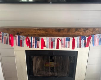 Patriotic red, white, and blue unique flag banner
