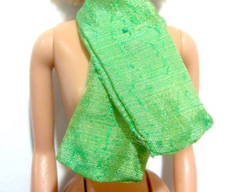 Beautiful Green Scarf with Metal Snap Closure for Barbie Doll, Vintage Barbie Scarf Fashion Accessory