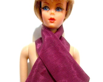 Vintage Barbie Doll Clothes Accessory: Long Maroon Purple Scarf -  EXC Condition