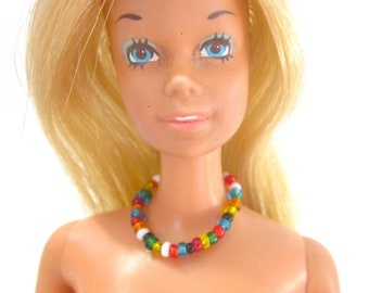 Vintage Barbie Doll Necklace Rainbow Seed Beads 1960s