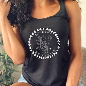 My Body My Choice Racerback Tank Top, Pro Choice Women, Feminist Witch, Pro Roe V Wade 1973, Reproductive Rights Protest, Plus Size Witch