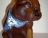 OOAK Amber Satin Glass French Bulldog Doorstop HP by Sunday Davis One of a Kind