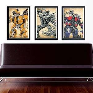 Transformers Poster Set of 3 wall decor 11 x 17 Optimus Prime Bumblebee Megatron image 1